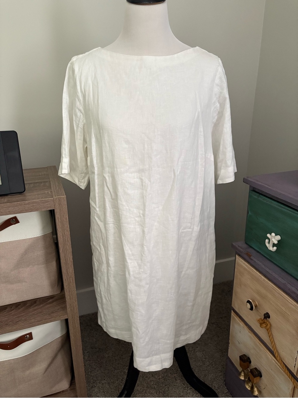 Abercrombie & Fitch White Linen Boatneck Mini Dress